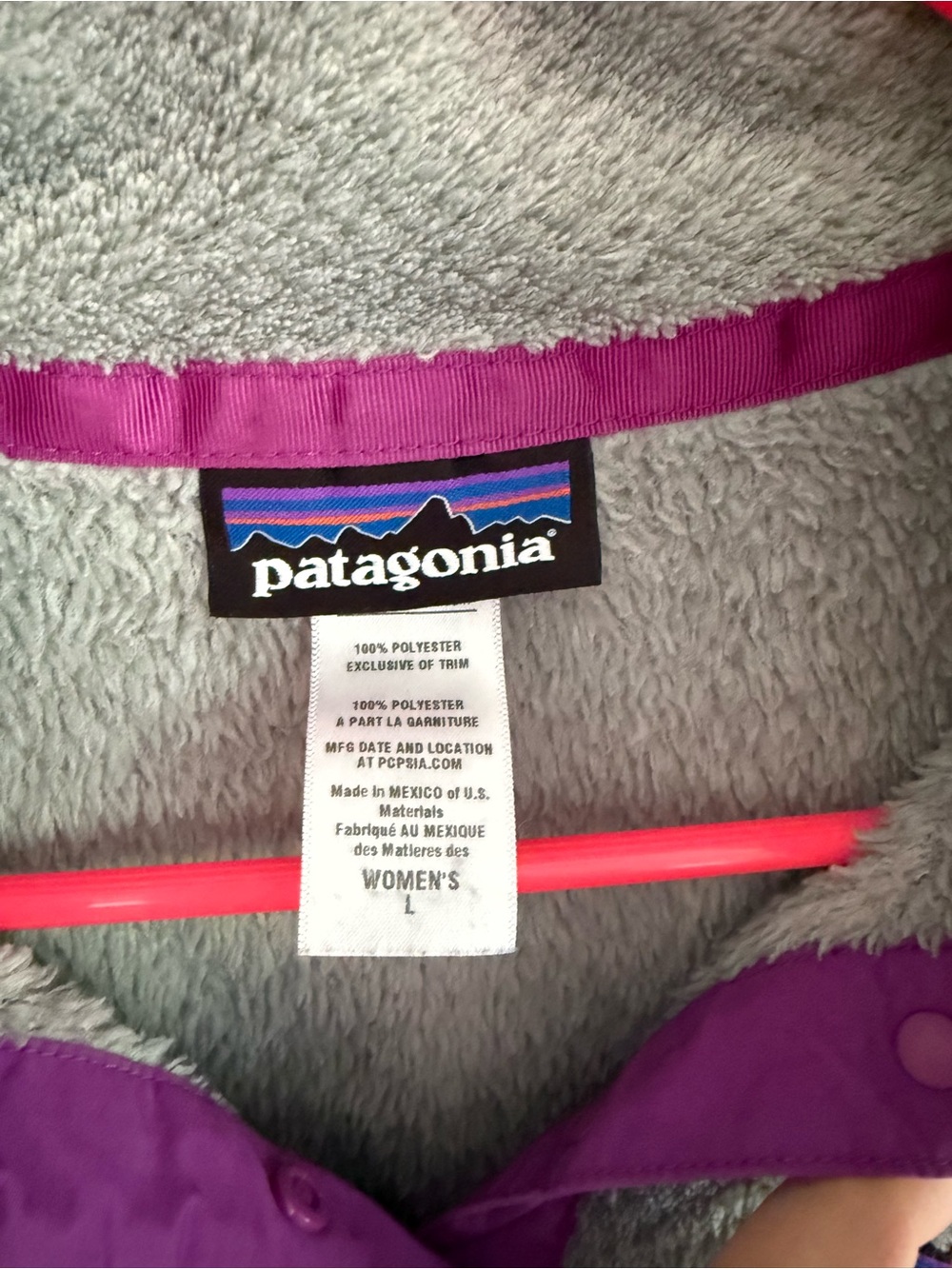 Patagonia Gray Fleece Pullover with Purple Accents - Picture 3 of 3